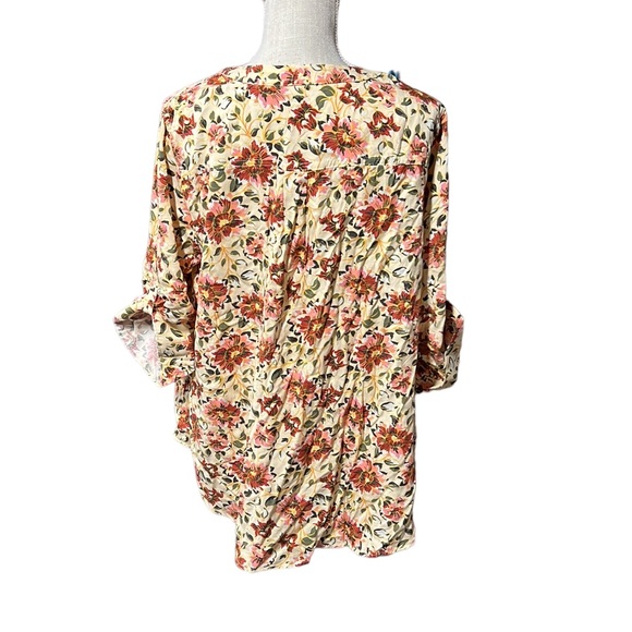 NWT Torrid 3/4 Long Sleeve Harper Blouse Floral Womens 1 1X 14 16 Yellow Pink - Picture 4 of 8